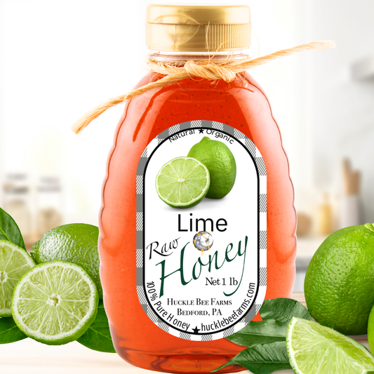 Huckle Bee Farms LLC - Lime Infused Raw Honey: 1 lb Bottle