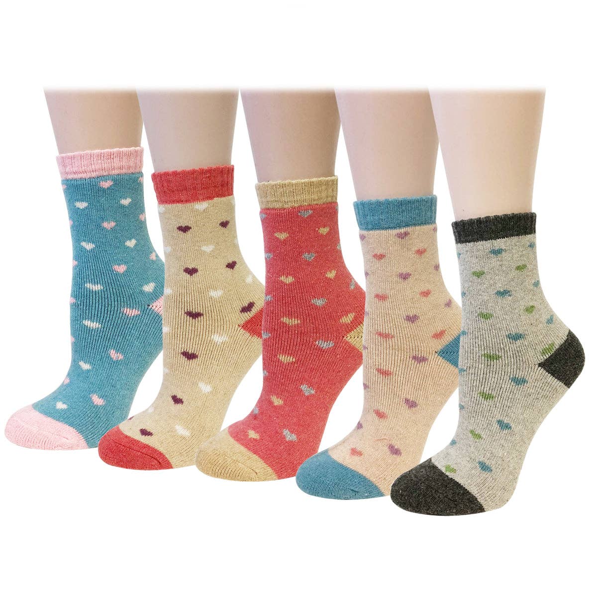 Wrapables.com - Wrapables Women's Thick Winter Warm Wool Socks (Set of 5): Boho