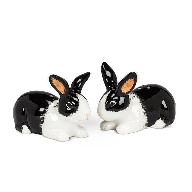 Abbott - Dutch Rabbit Salt and Pepper Shakers-Black and White-3.5"L