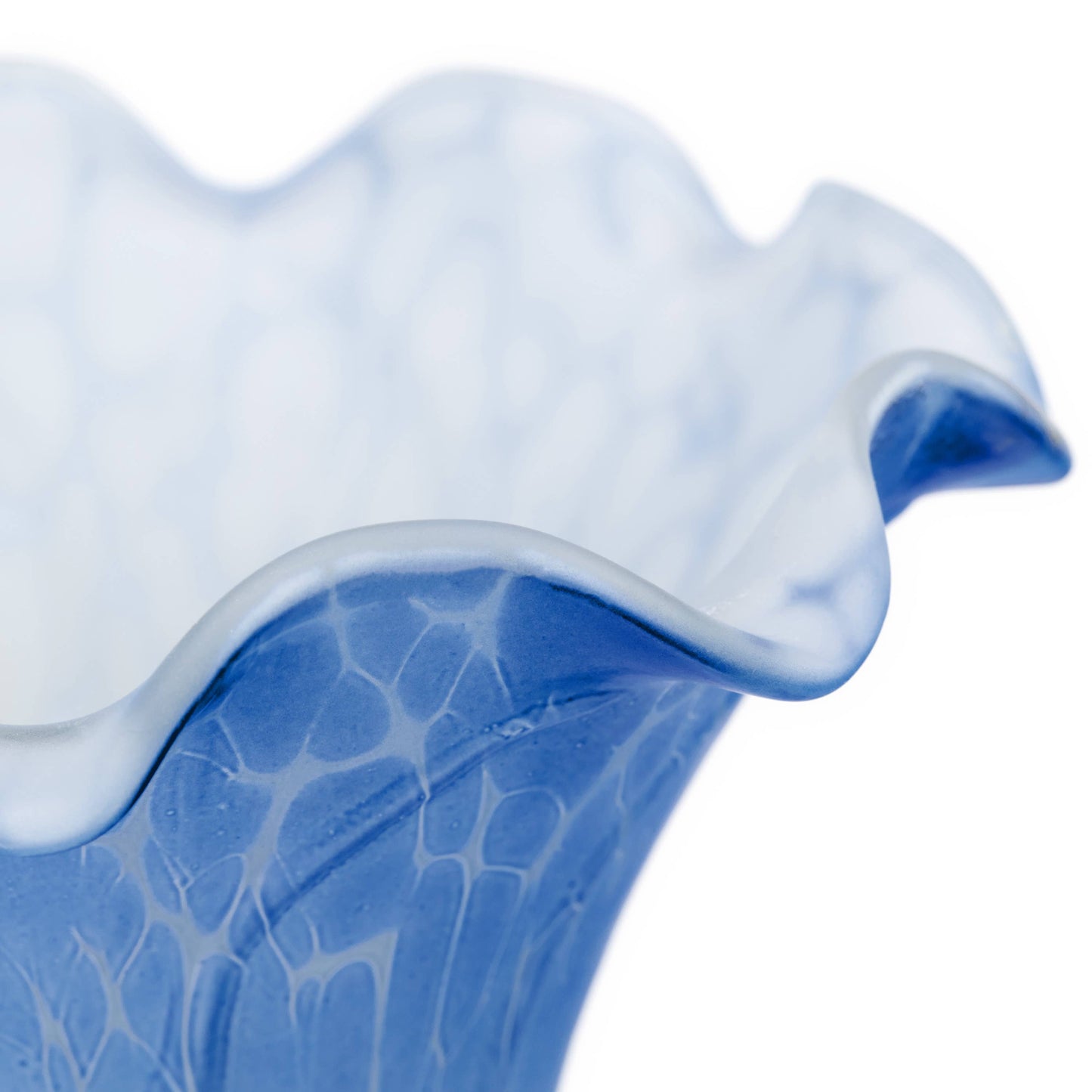 River of Goods - 9"H Blue & White Handpainted Glass Dragonfly Lily Lamp