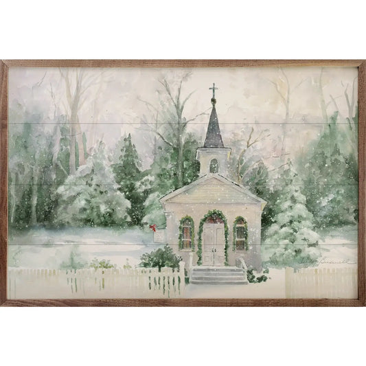 Kendrick Home - Church In Winter By Judy Buswell: 16 x 10 x 1.5