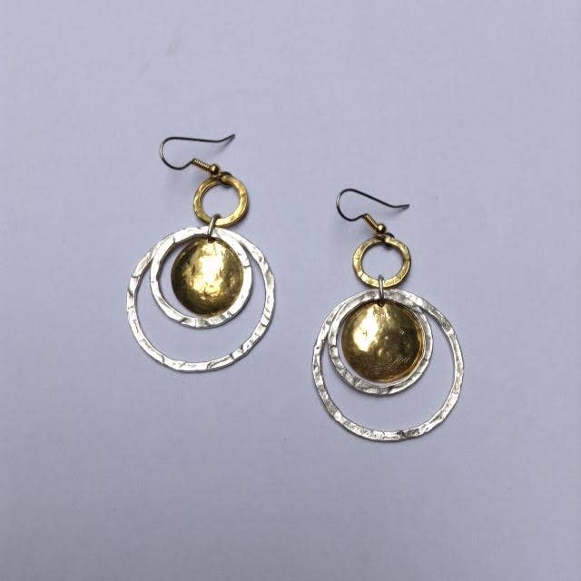 Volare - Dual Tone Harmony Hoop Earrings: Silver plated and brass mix