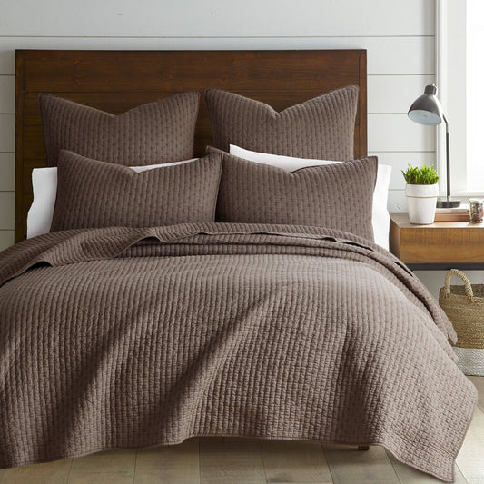 Levtex Home - Cross Stitch Quilt Set: Cocoa / Full/Queen