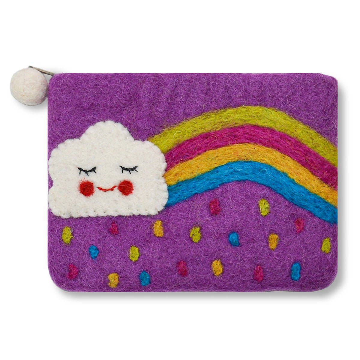 BNB Crafts Inc. - Cloud and Rainbow with Raindrop Coin Purse: Pink