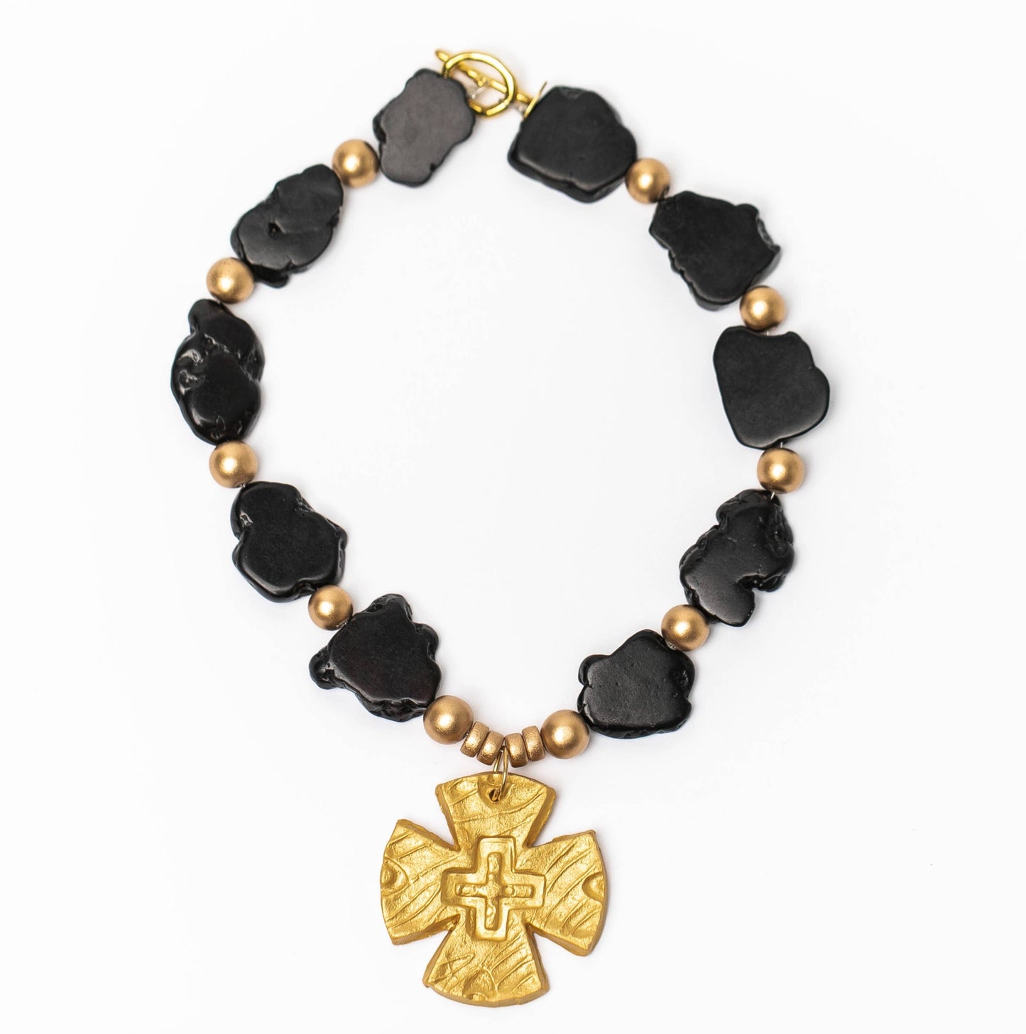 Hidden Truth Jewelry - Black JadeNuggets with Cari Cross Necklace