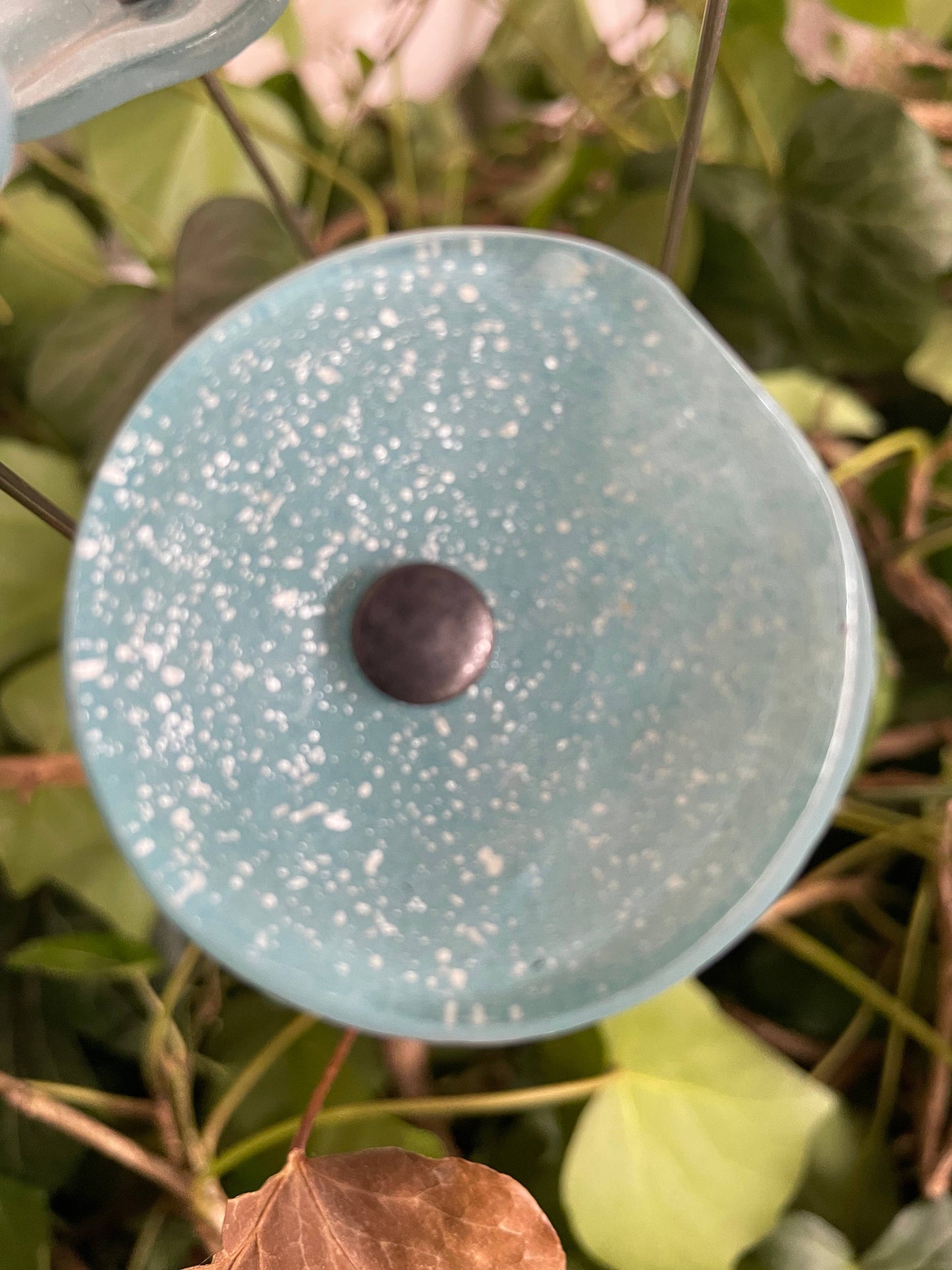 CARNEOL GLASS - Small Glass Flower For Inside In Aqua-Silver