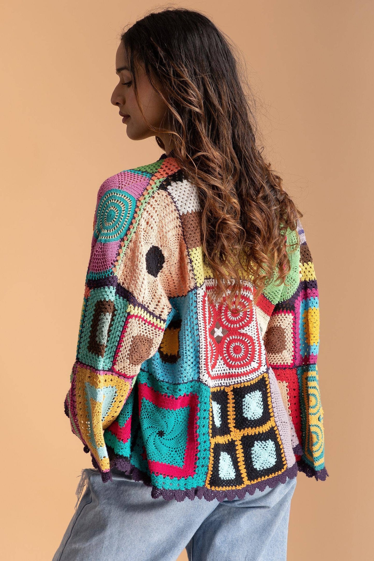 SAACHI - Willa Granny Hand Crochet Color Block Jacket