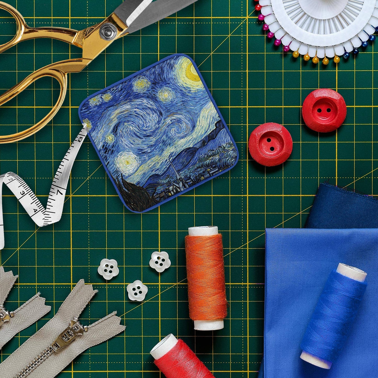 RainCaper - Van Gogh "Starry Night" Compact Retractable Tape Measure – Dual-Sided, 60"/150cm