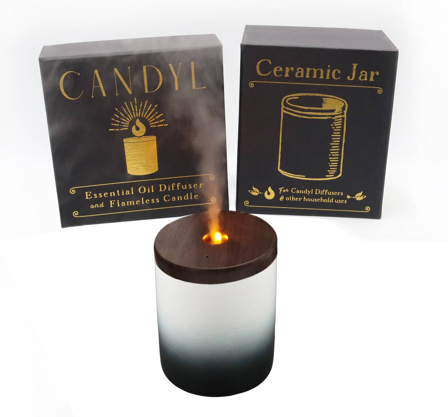 Candyl - Candyl Candle Diffuser with Rechargeable Battery: Green Marble Jar, Light Wood Top