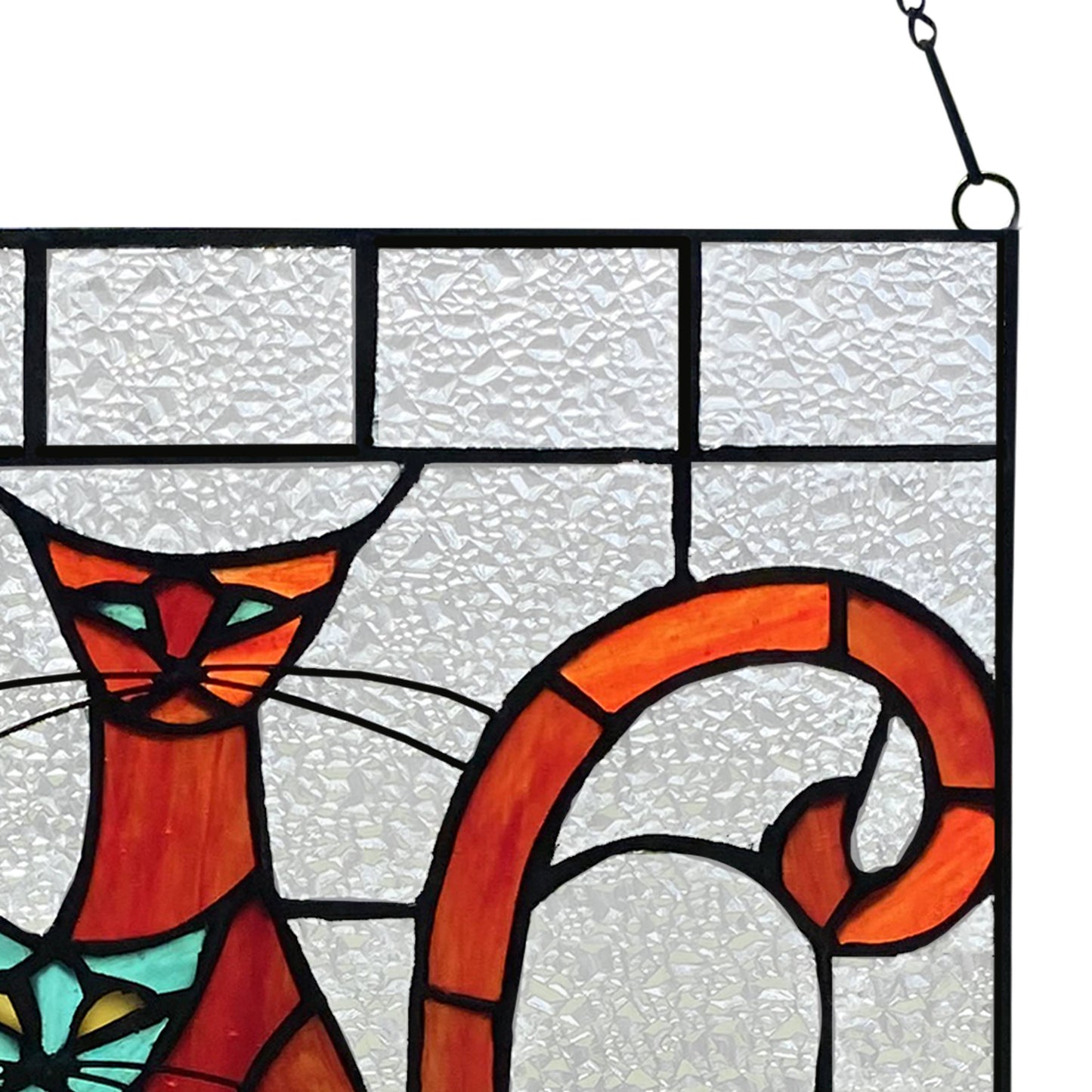 River of Goods - 14"H Coy Cats Trio Stained Glass Window Panel