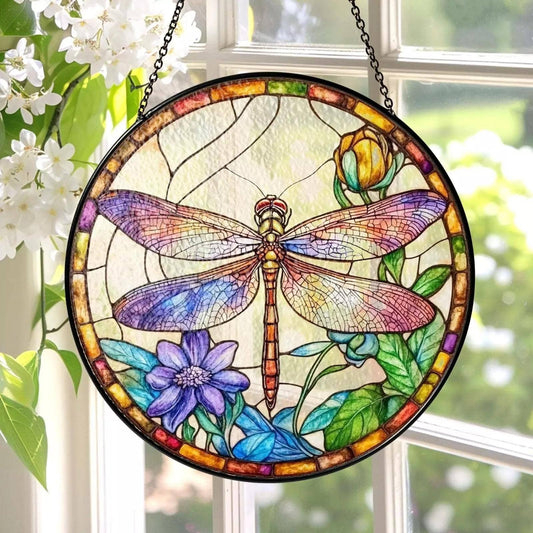NVC Ecommerce LLC - Dragonfly Stained Glass, Dragonfly Suncatcher, Spring Decor: 3.5in