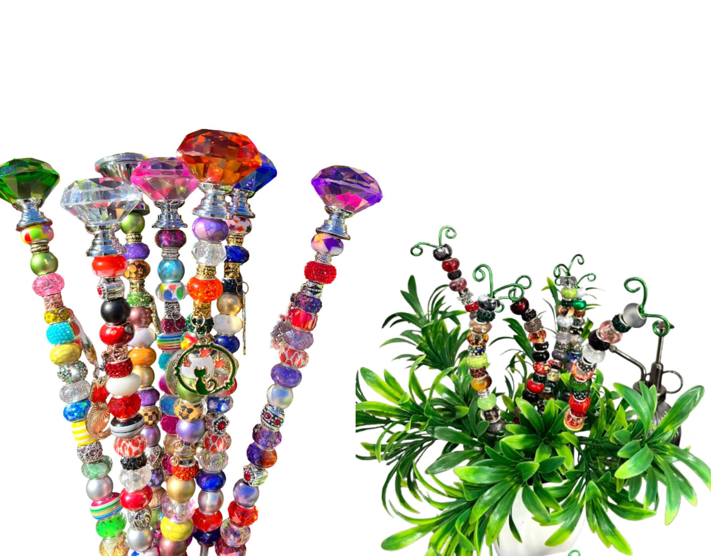 Sea of Bliss Shop - Fairy Garden and Caterpillar Plant Stake Bundle Handmade: 13” stake