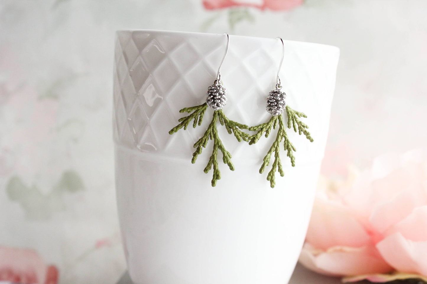 A Pocket of Posies - Cedar Earrings | Branch Earrings | Green and Silver