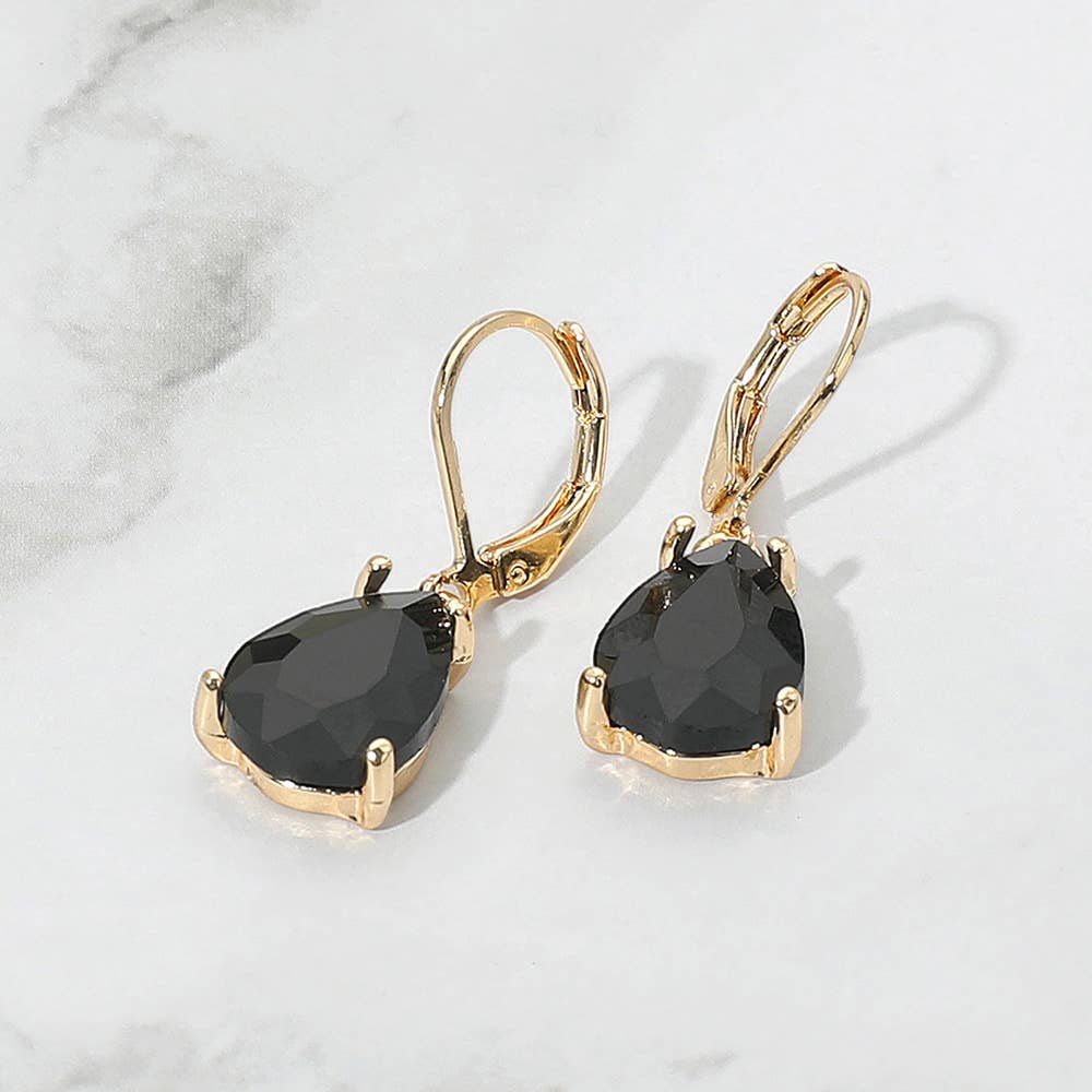 Sensibling Corp. - Teardrop Glass Stone Drop Dangle Earrings: AB,White