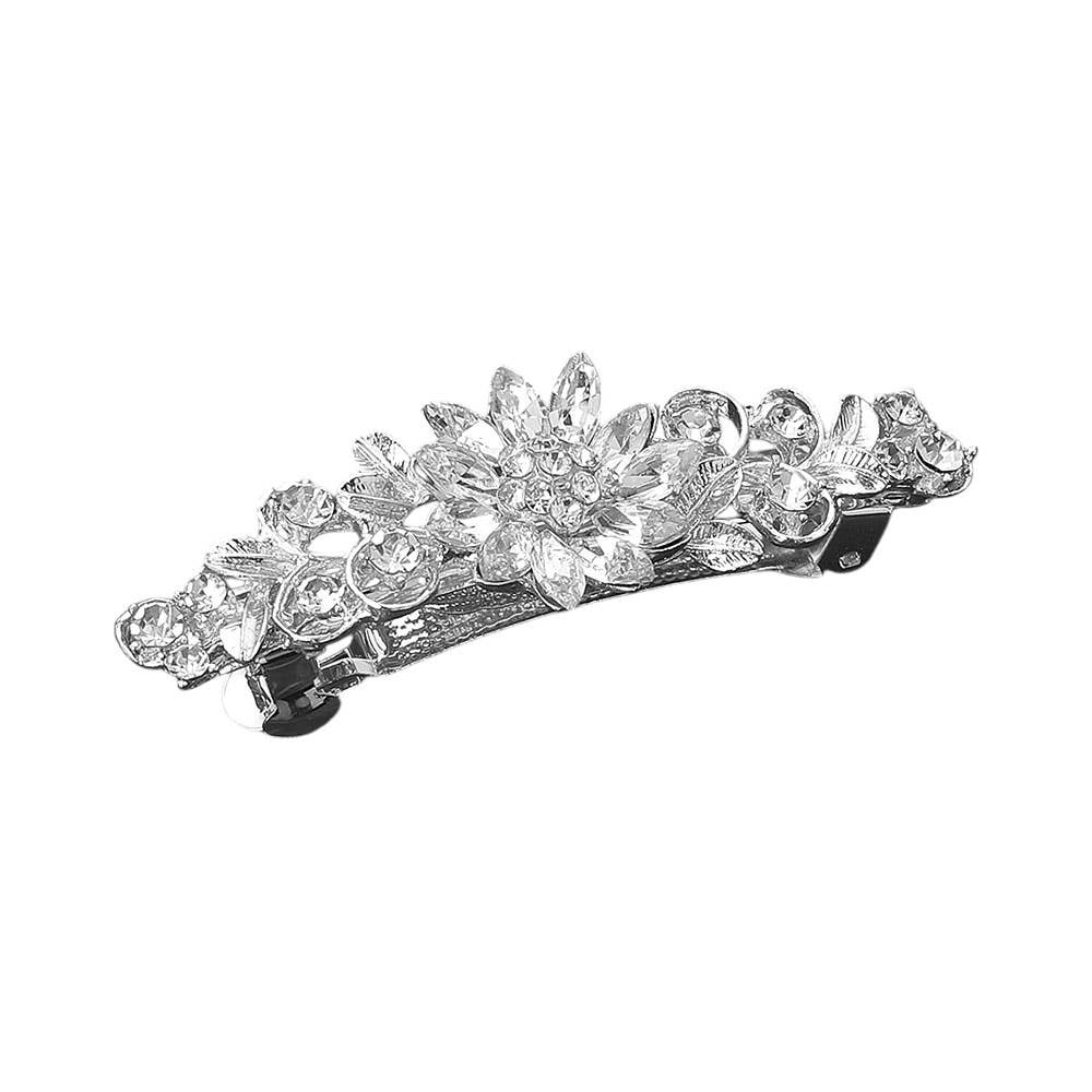 Sensibling Corp. - Floral Stone Accent Barrette: Clear,Silver