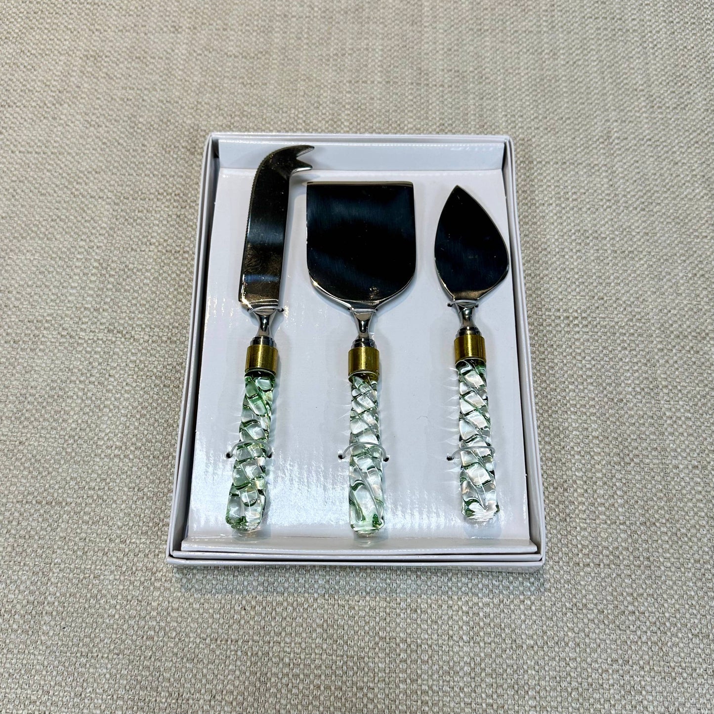 India Handicrafts Inc - Smoky Green Cheese Set/3