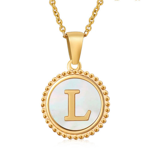 ACCITY - 18K GOLD STAINLESS STEEL SHELL LETTER NECKLACE_CWAJE0686: TYPE12 / (OS) 2