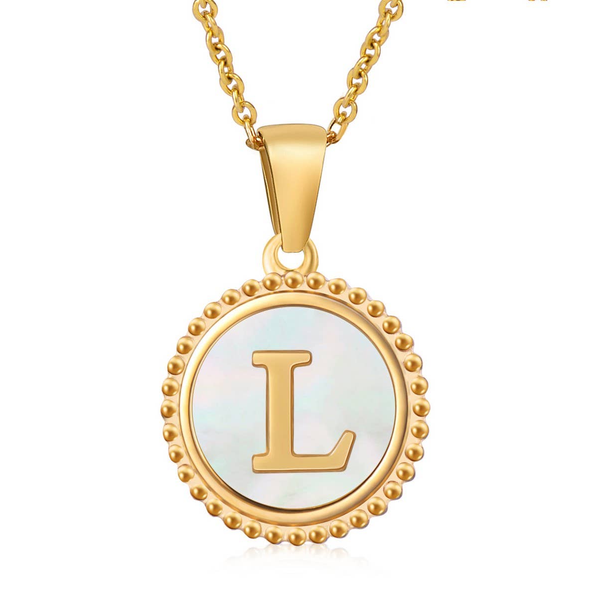 ACCITY - 18K GOLD STAINLESS STEEL SHELL LETTER NECKLACE_CWAJE0686: TYPE11 / (OS) 2