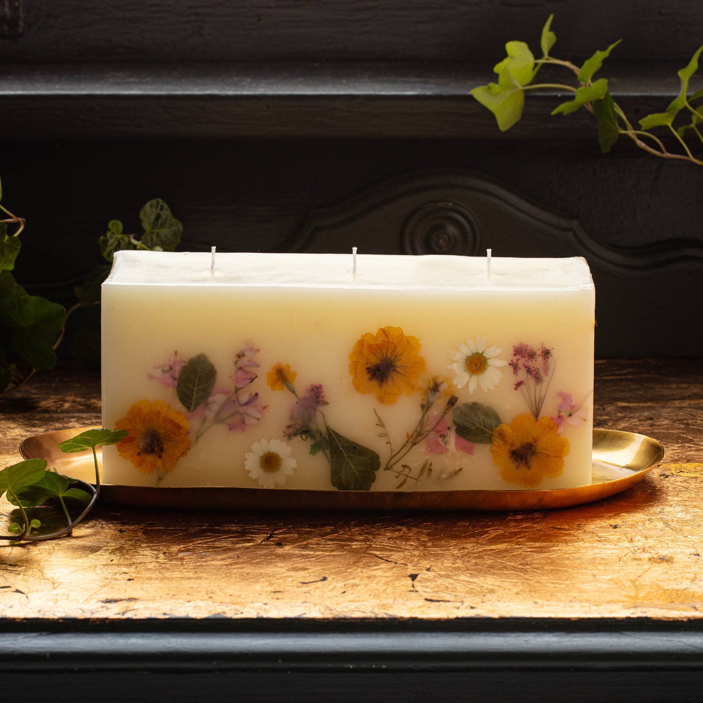 Rosy Rings - Brick Oval Gold Candle Plate