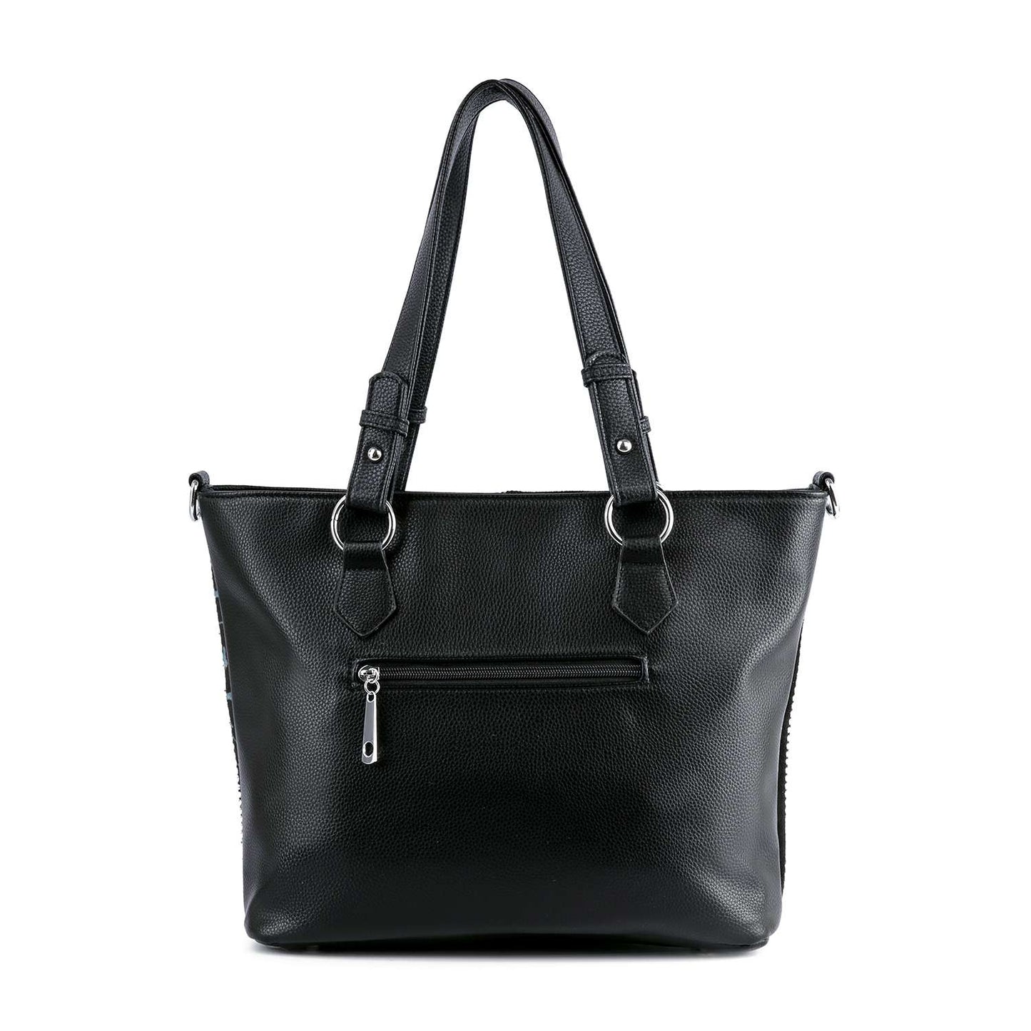 Handbag Express - Rhinestone Signature Print Classic Tote Bag: Black