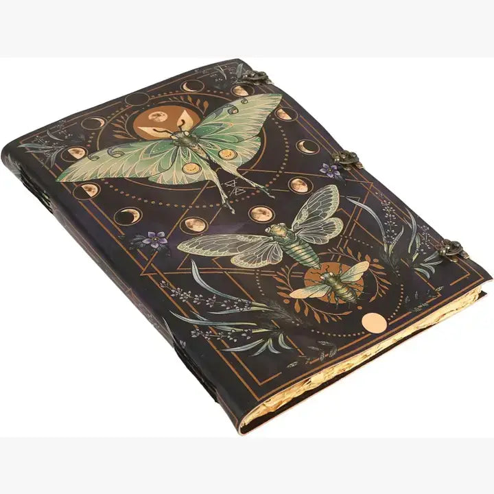 Tuzech Leather - Book of Spell LeatherBound Huge Journal Grimoire Print Diary: 22" Inch / Green Lady