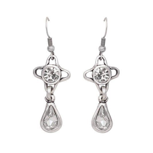 Chanour - Handmade Clear Crystal Pewter Earrings - 1926
