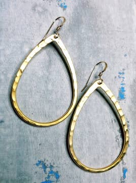 Sosie Designs - Matte Gold Hammered Teardrop Earrings