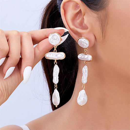 ACCITY - PERSONALIZED IRREGULAR TASSEL EARRINGS_CWAJE2449: WHITE1 / (OS) 2