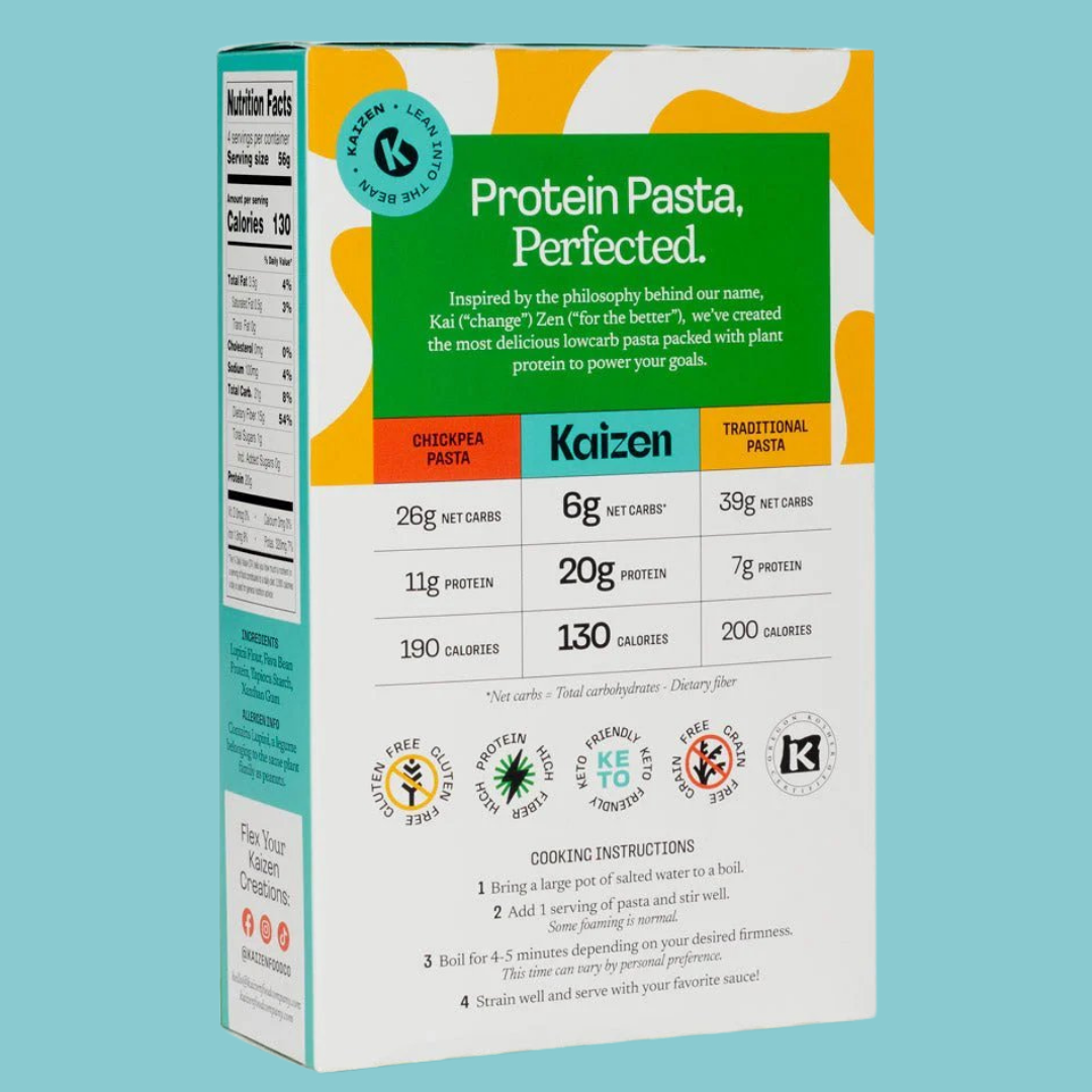 Kaizen Food Company - Ziti 6g Net Carb High Protein Pasta - Low Carb, Keto