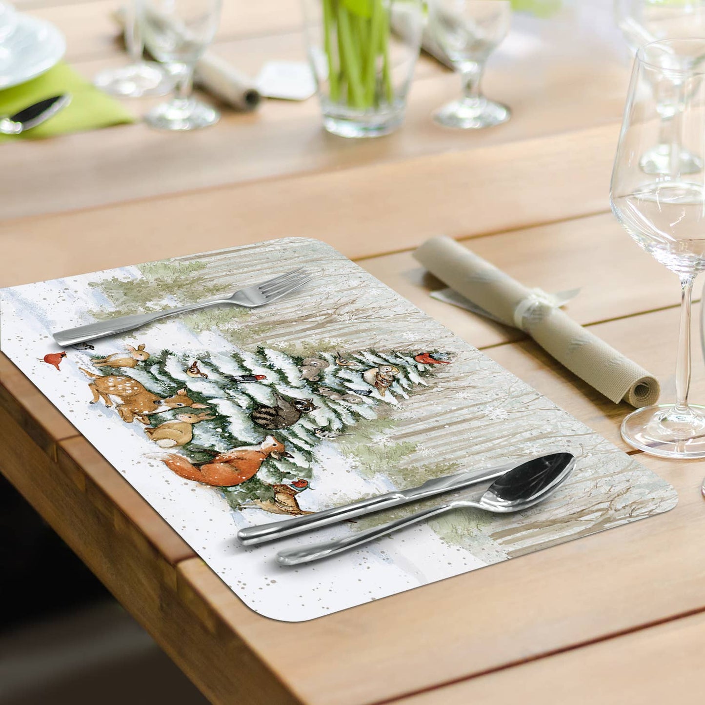 CounterArt/Highland Home/Thirstystone - Winter Forest Reversible Rectangular Plastic Placemat