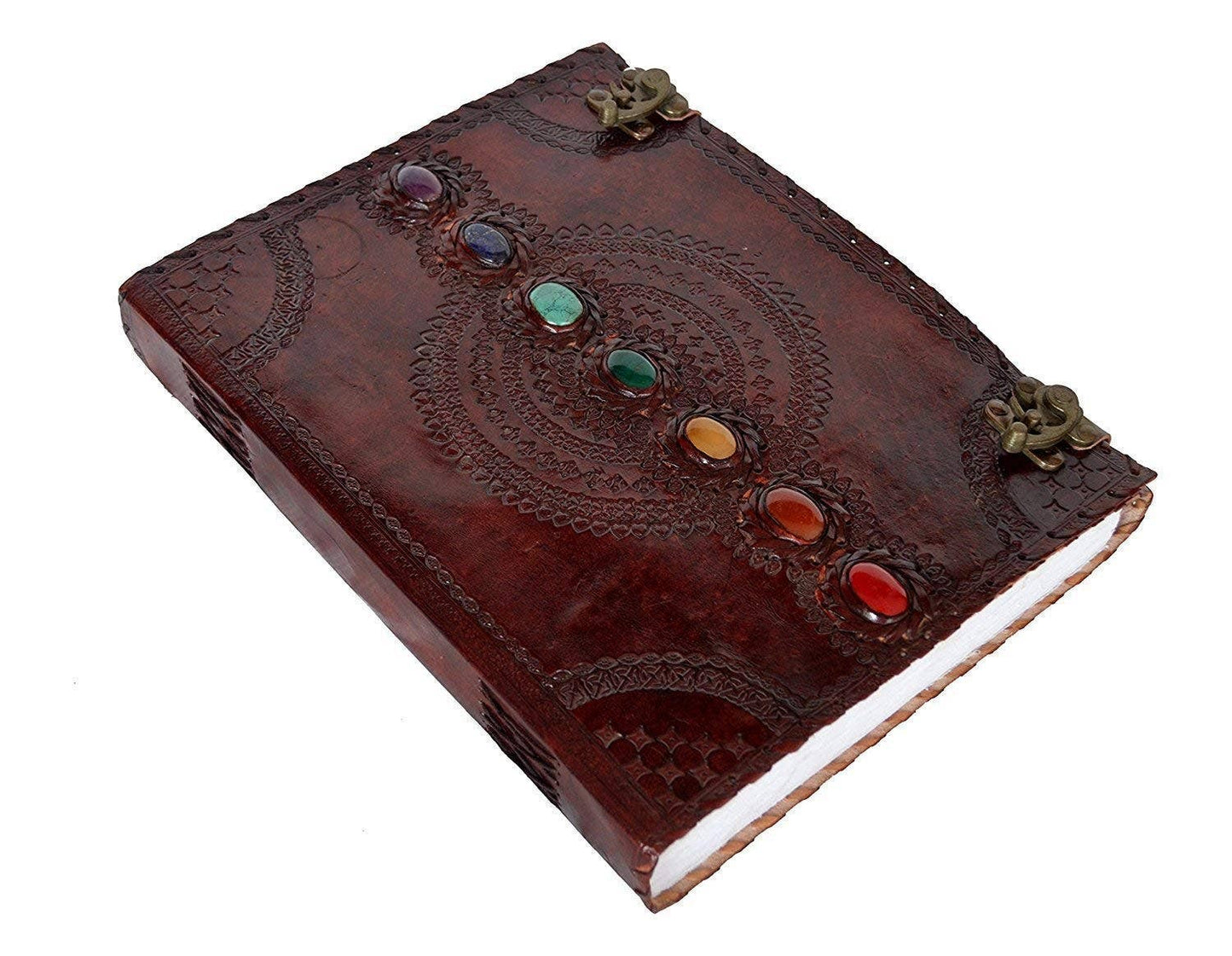 Immart Global LLC - Tuzech Leather Journal Book Seven Chakra Medieval Stone Embossed Handmade Book of Shadows Notebook Office Diary College Book Poetry Book Sketch Book 10 x 13 Inches: Unlined