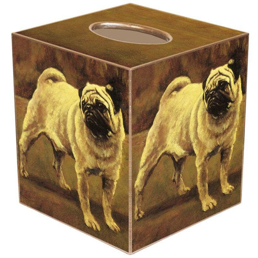Marye-Kelley - Fawn Pug Dog Tissue Box Cover: Paper Mache