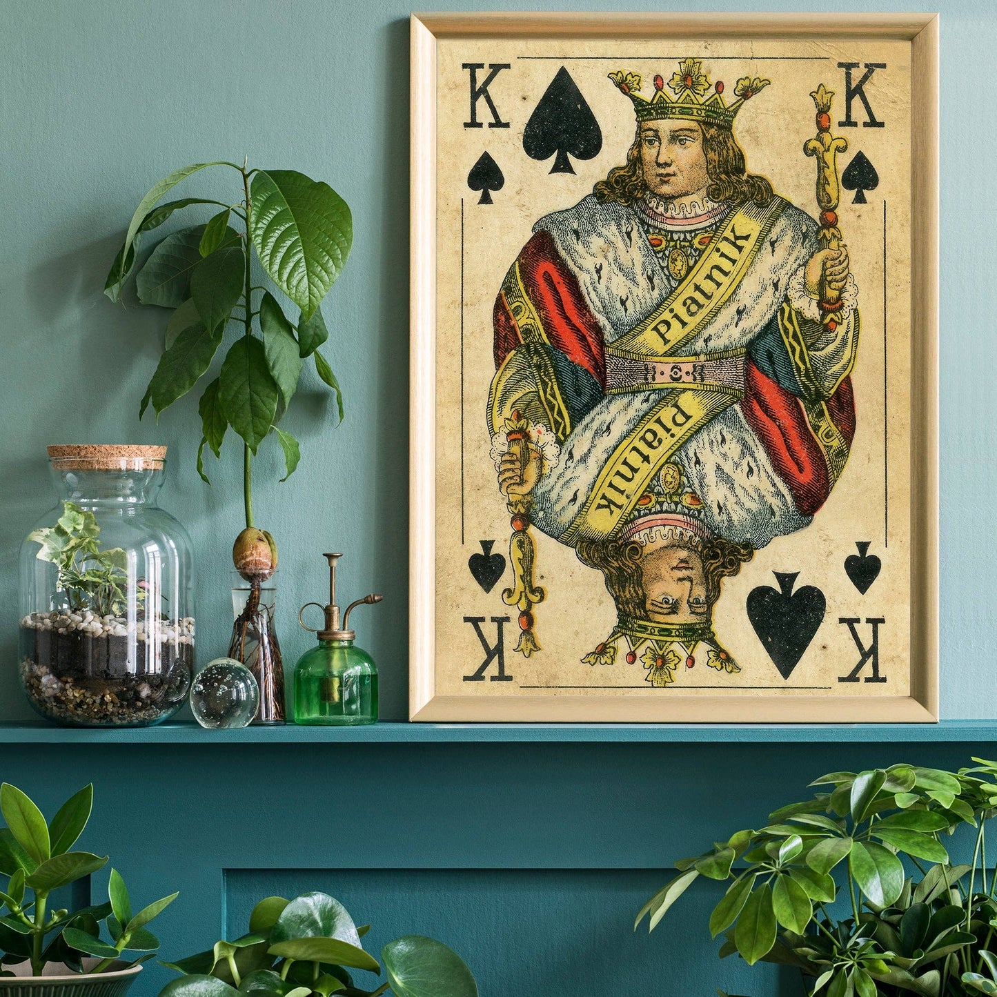 Ink & Drop - Vintage Playing Card Print - King of Spades: 11 ¾ x 15 ¾ in | 30x40 cm / Matte