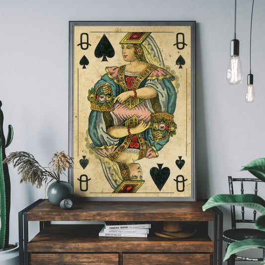 Ink & Drop - Vintage Playing Card Print - Queen of Spades: 11 ¾ x 15 ¾ in | 30x40 cm / Matte