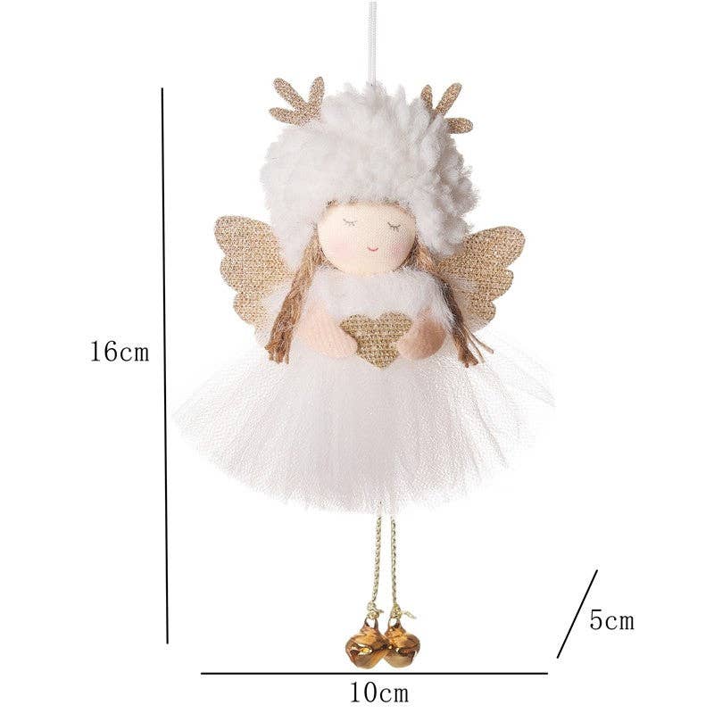Ekartini - Angel Plush Ornament Antlers Hat Cute Classic Cartoon Reusable: WHITE