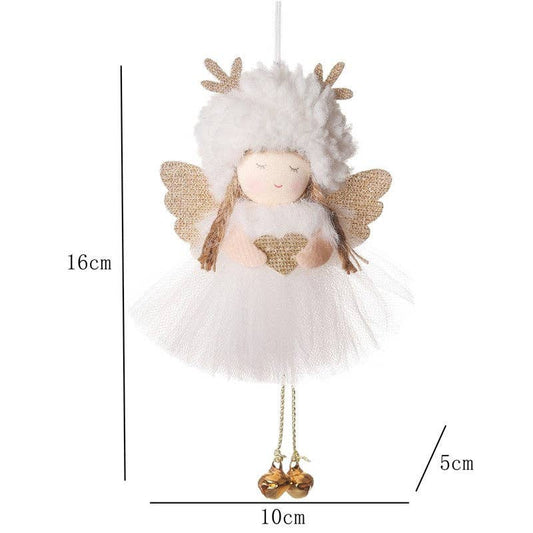 Ekartini - Angel Plush Ornament Antlers Hat Cute Classic Cartoon Reusable: WHITE
