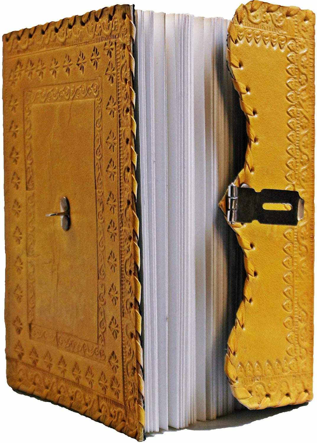 Tuzech Leather - TUZECH Leather Journal for Men and Women Leather Diary to Write Poems,Sketchbook, Record Keeping Notebook Personal Memoir with Lock and Key - Unlined 7 Inches: Brown