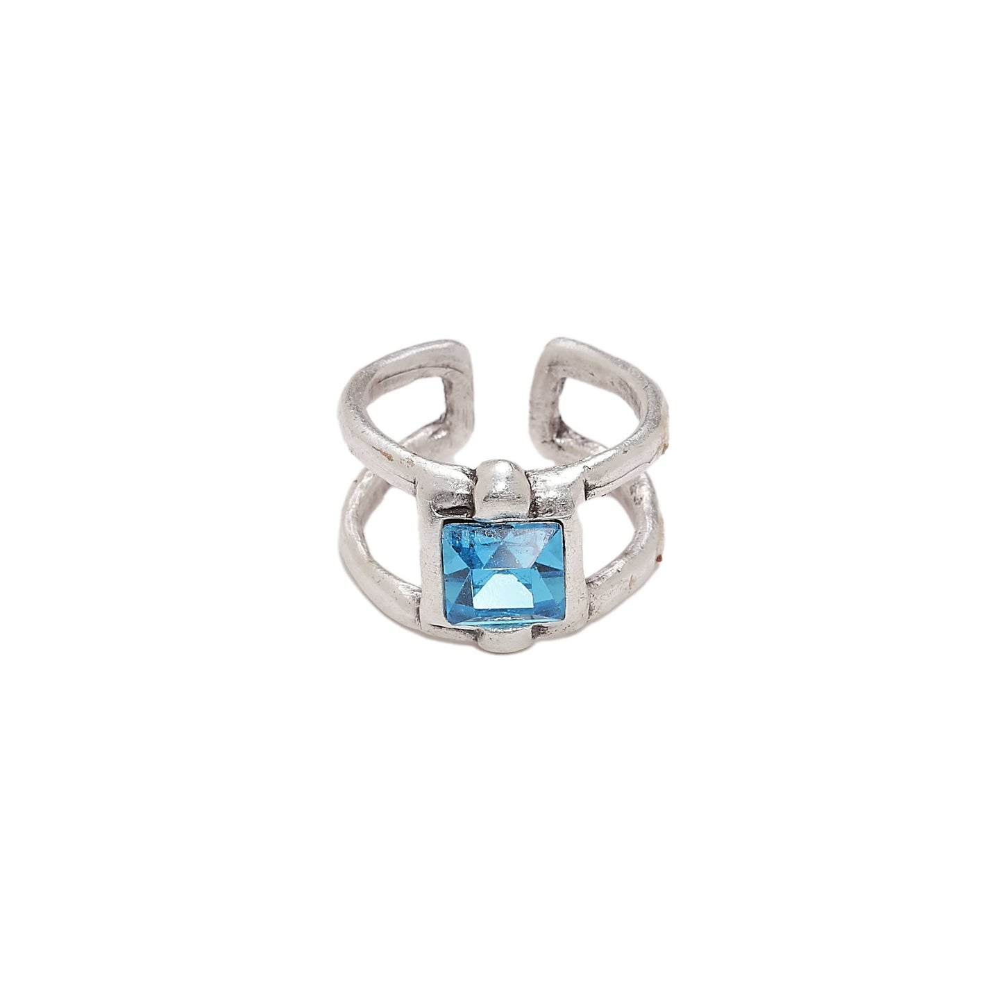 Chanour - Handmade Blue Crystal Brass Ring - 6907 Blue