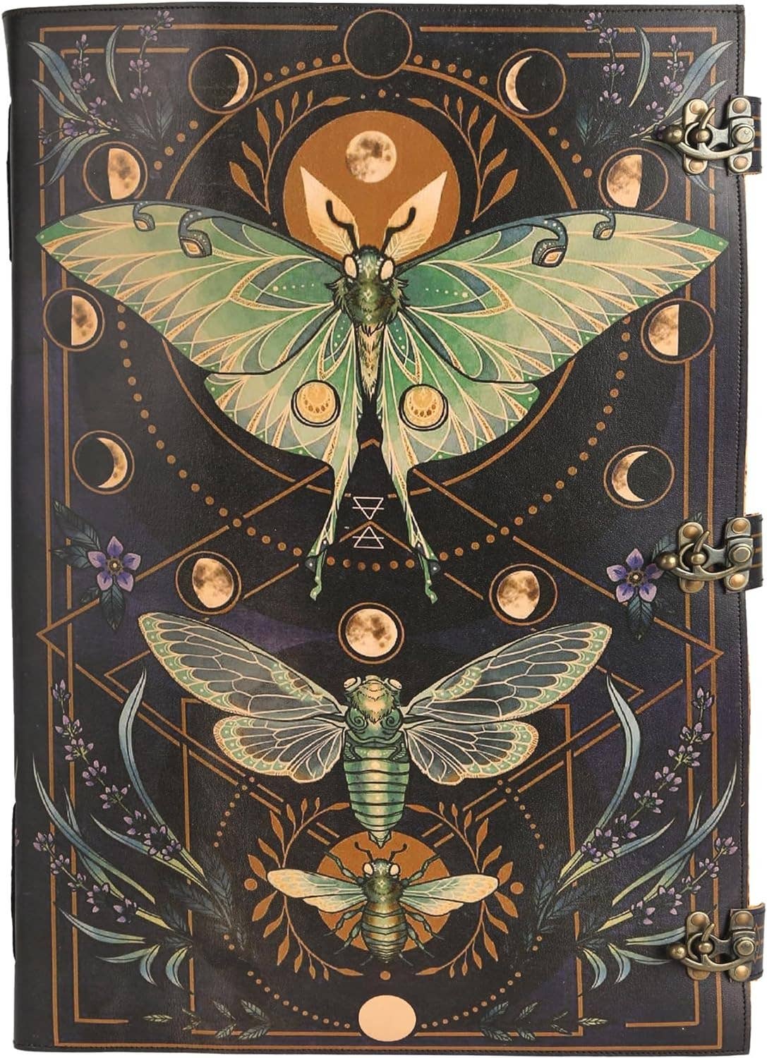 Tuzech Leather - Book of Spell LeatherBound Huge Journal Grimoire Print Diary: 22 Inches / Lady Green