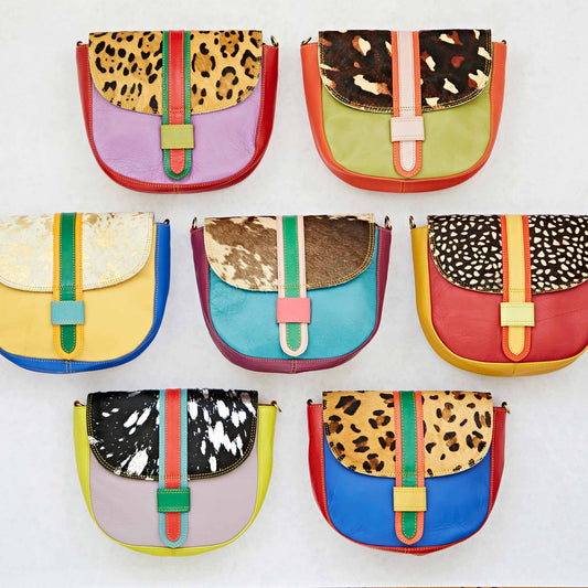 The Paper High Gift Company Limited - Recycled Leather Multicoloured Crossbody Bag - Handmade