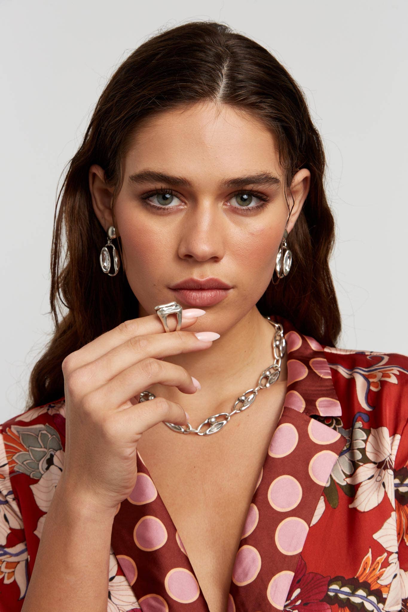 Chanour - Handmade Clear Crystal Pewter Earrings - 1912