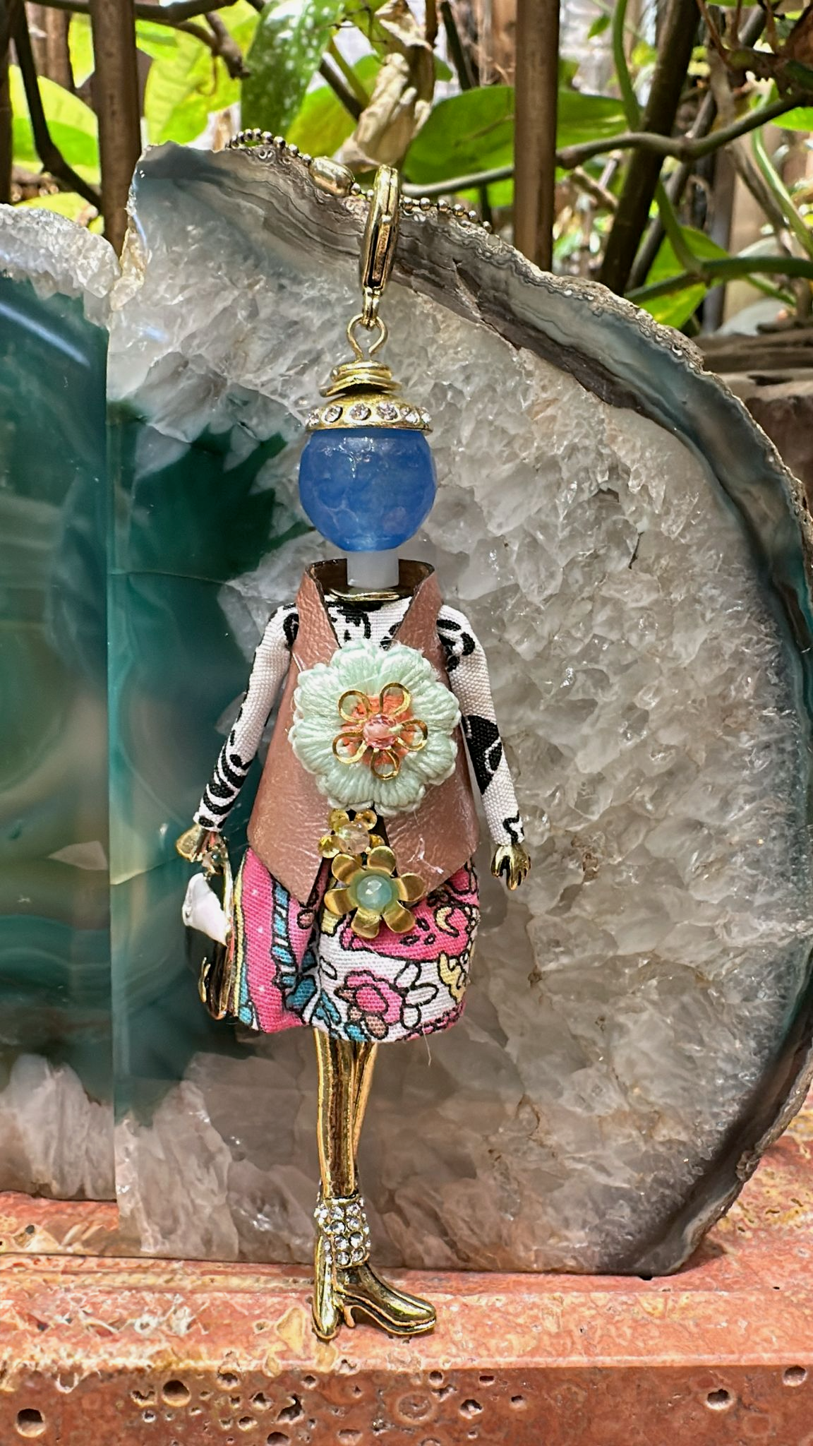 Pretty Persuasions - N23188G Stone Adorned French Doll Stainless Steel Necklace: 06 SL/Grey