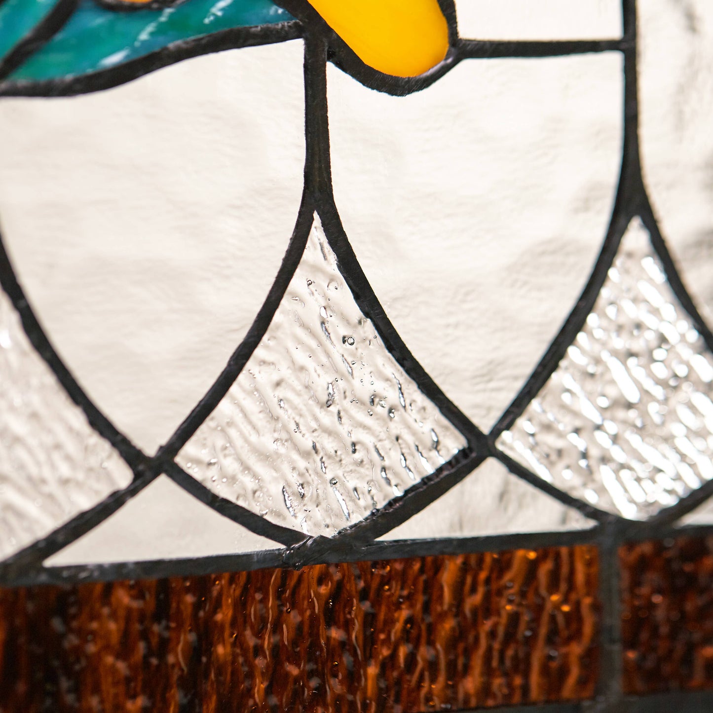 River of Goods - 30"L Fleur De Lis Victorian Stained Glass Pub Window Panel: Amber