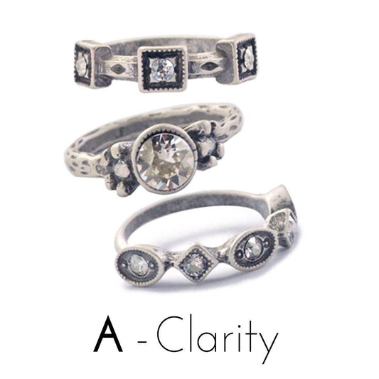 Sweet Romance Jewelry - Set of 3 Crystal Stack Rings R562: 6 / A - Clarity
