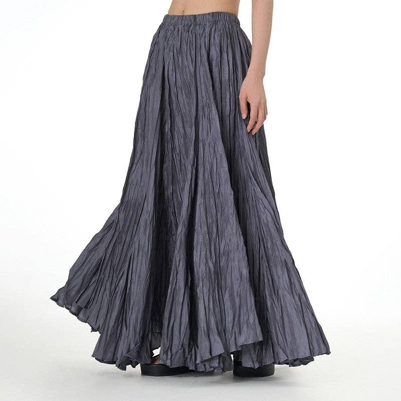 UZ Wholesale Store - Solid Color Draped Ruched Skirt: BLACK / FREE SIZE
