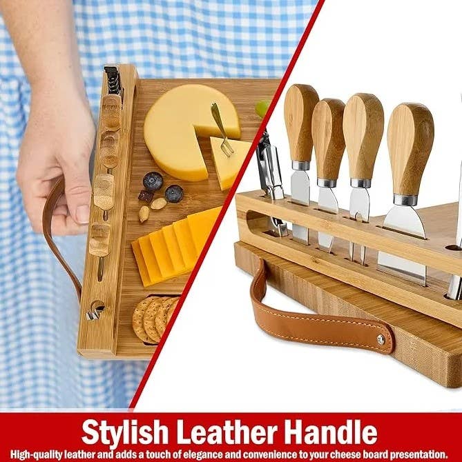 Merchandise Unlimited - Bamboo Charcuterie Board - Exquisite Cheese Board and Knife