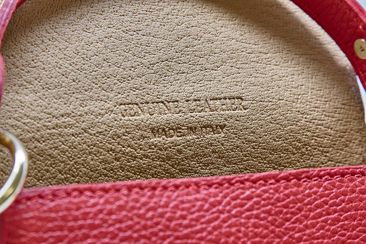 German Fuentes Handbags - GF1075 GENUINE ITALIAN LEATHER  BAMBOO CLASP, CROSSBODY BAG: PEWTER