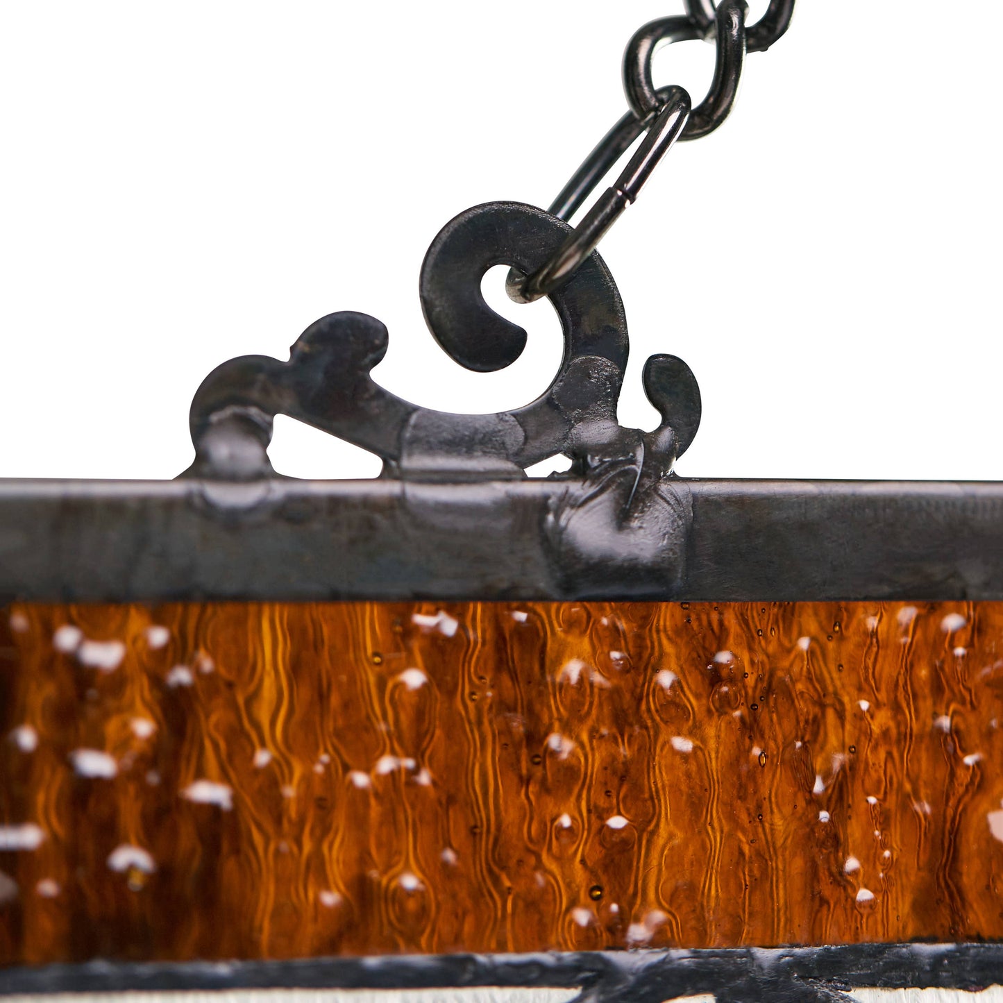 River of Goods - 30"L Fleur De Lis Victorian Stained Glass Pub Window Panel: Amber