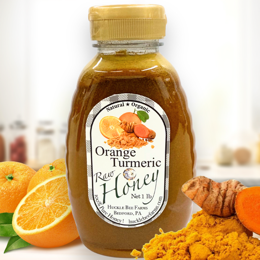 Huckle Bee Farms LLC - 🍯 Orange Turmeric Honey – Golden Immune-Boosting Honey Blend | Huckle Bee Farms: 1 Lb Bottle - $16.99