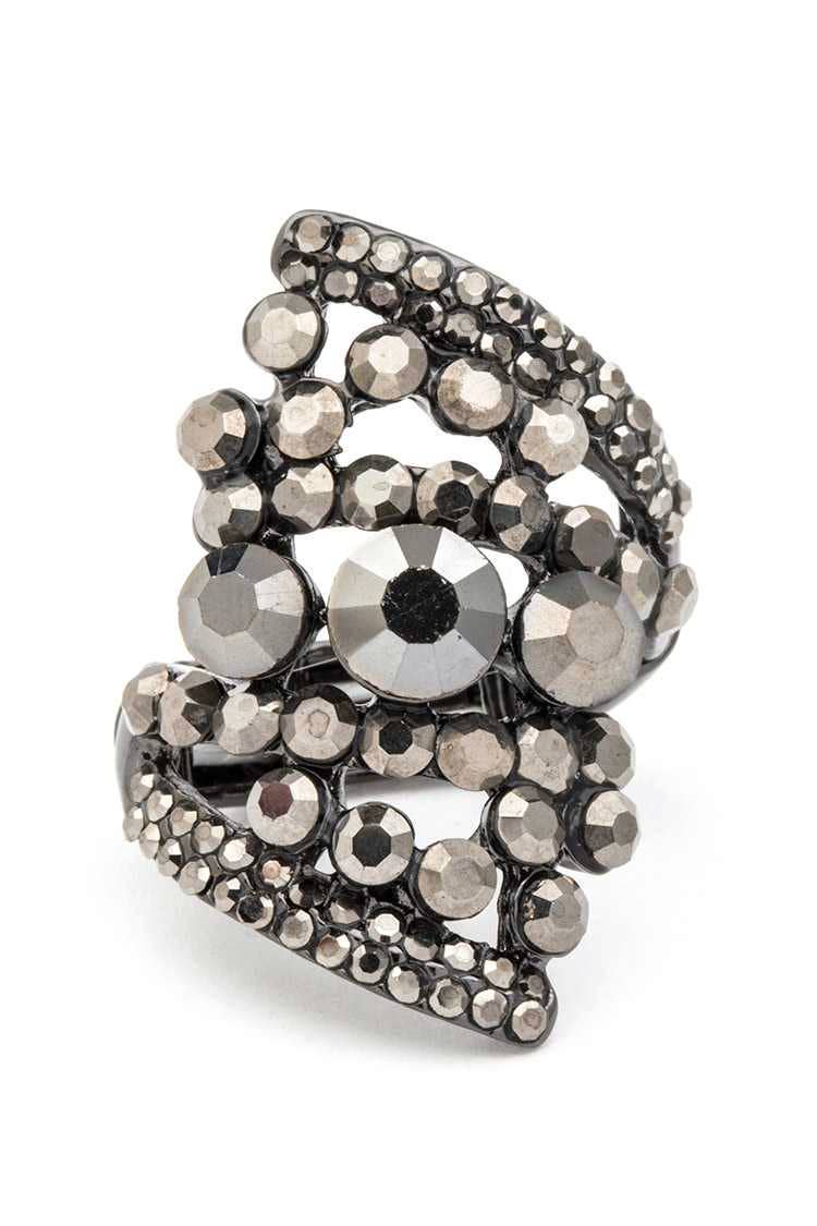 Artini Accessories - Mix Stone Crystal Statement Stretch Ring: Multi
